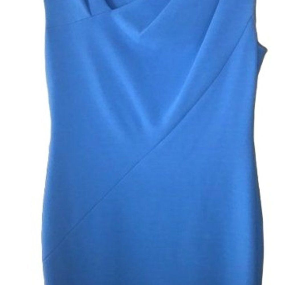 DKNY size 2 Blue dress with asymmetrical neck and 19" gold accent metal zipper - Picture 17 of 17